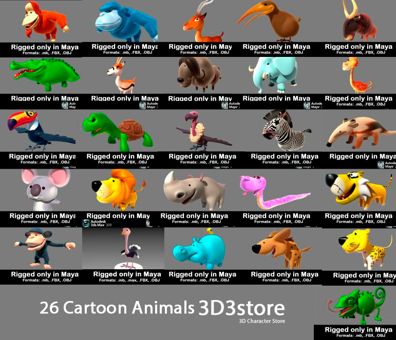 نام: 3D3store.com 26 Animals Collection.jpg نمایش: 164 اندازه: 364.1 کیلو بایت